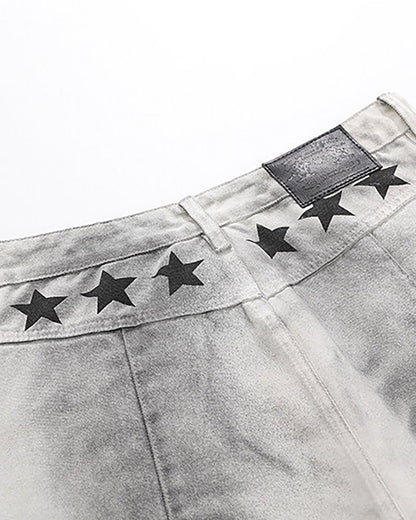 Retro Music Graphic Wide-Leg Jeans