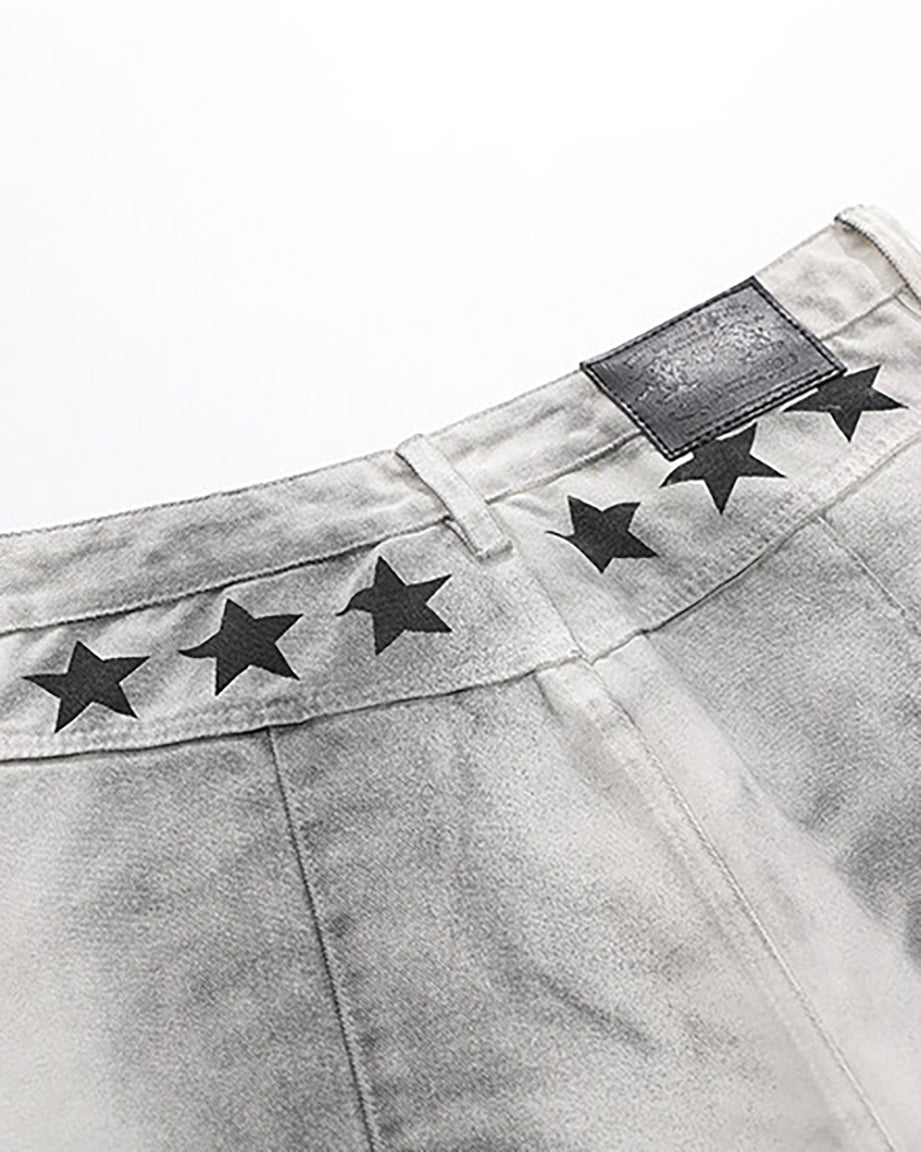 Retro Music Graphic Wide-Leg Jeans