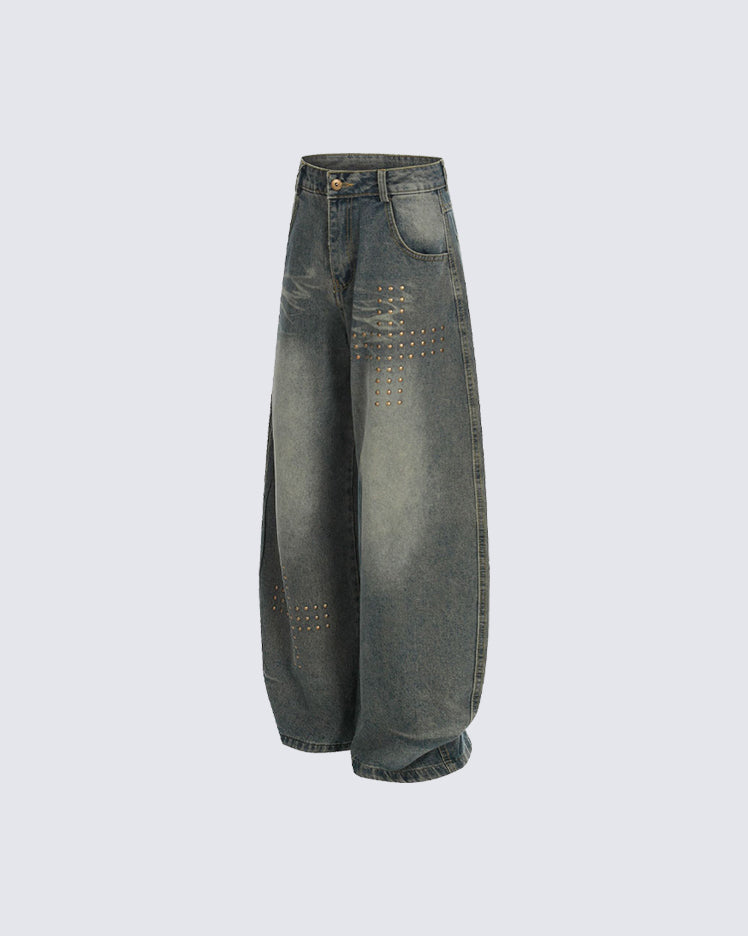 American Rivet Deconstructed Washed Jeans