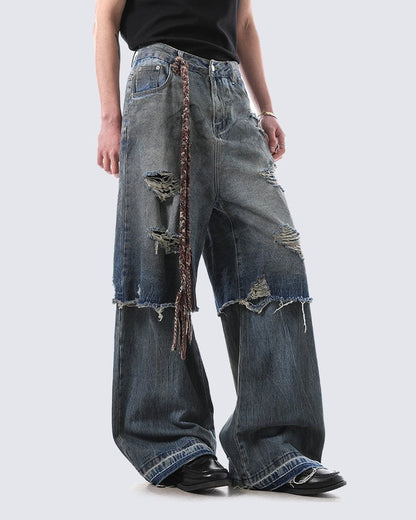 Layered Patchwork Wasteland Jeans