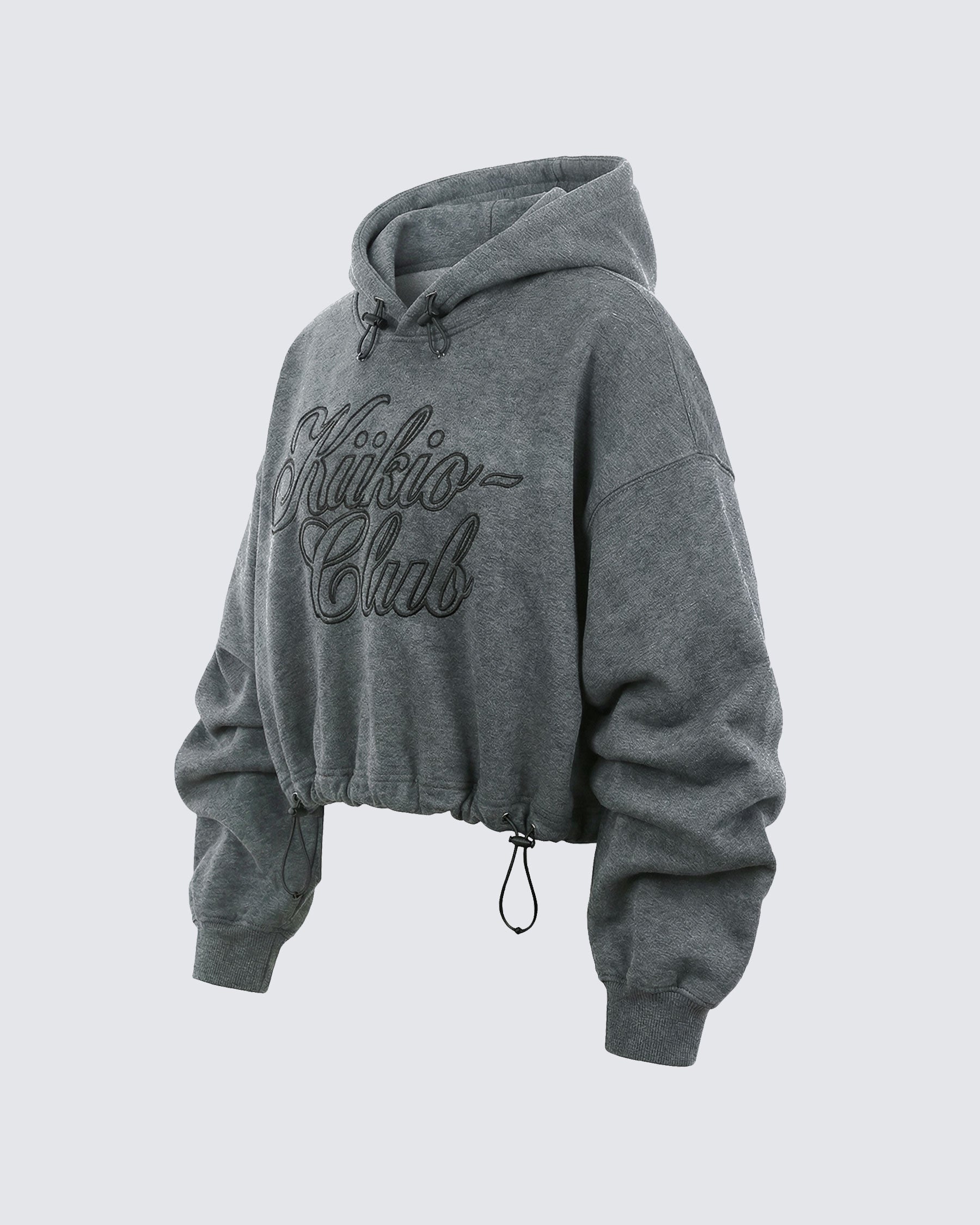 LOW SATURATION-Spring New Drawstring Cropped Hoodie