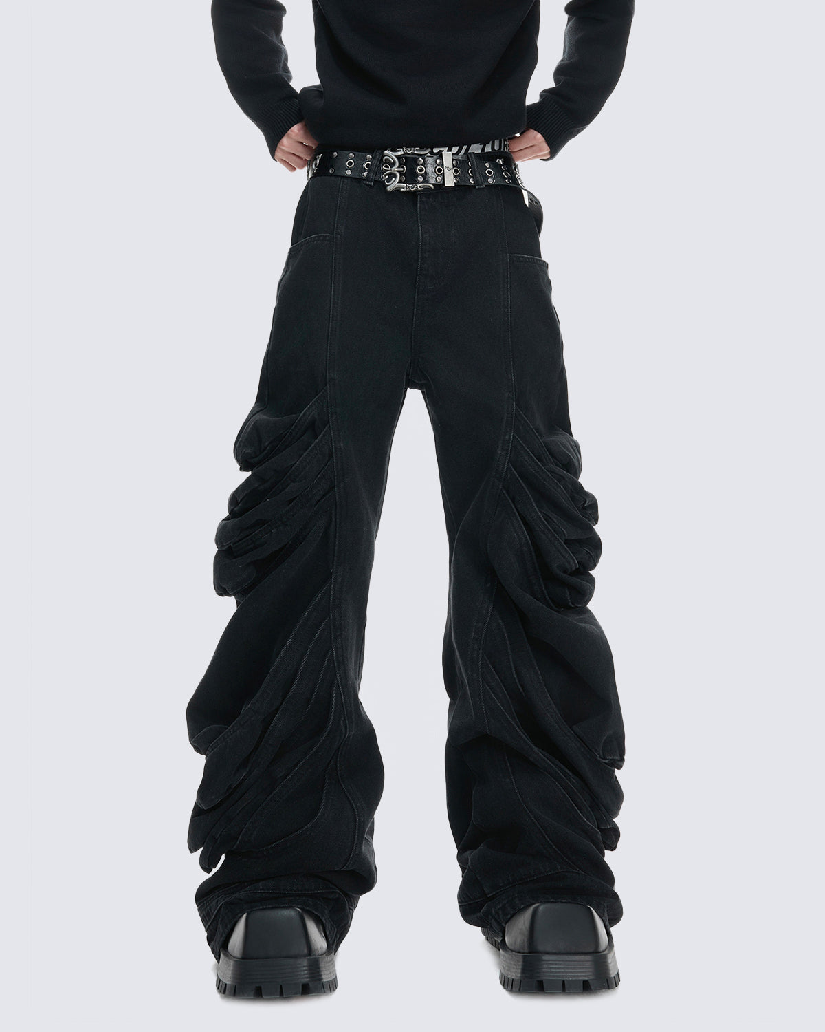 Deconstructed Washed Denim Pants