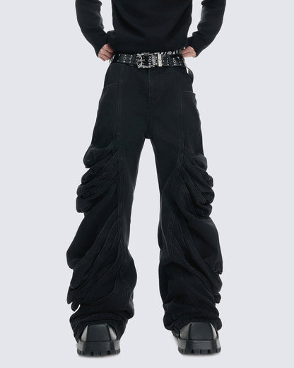 Deconstructed Washed Denim Pants