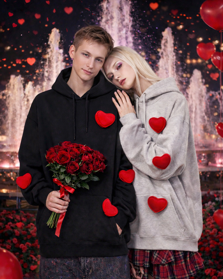 3D Heart Appliqué Hoodie