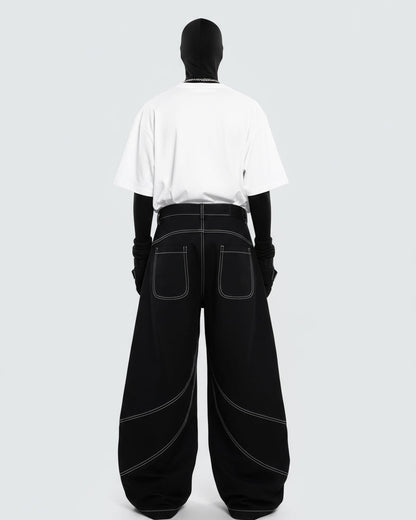 Rebellious Threads—Bold Black Denim Pants