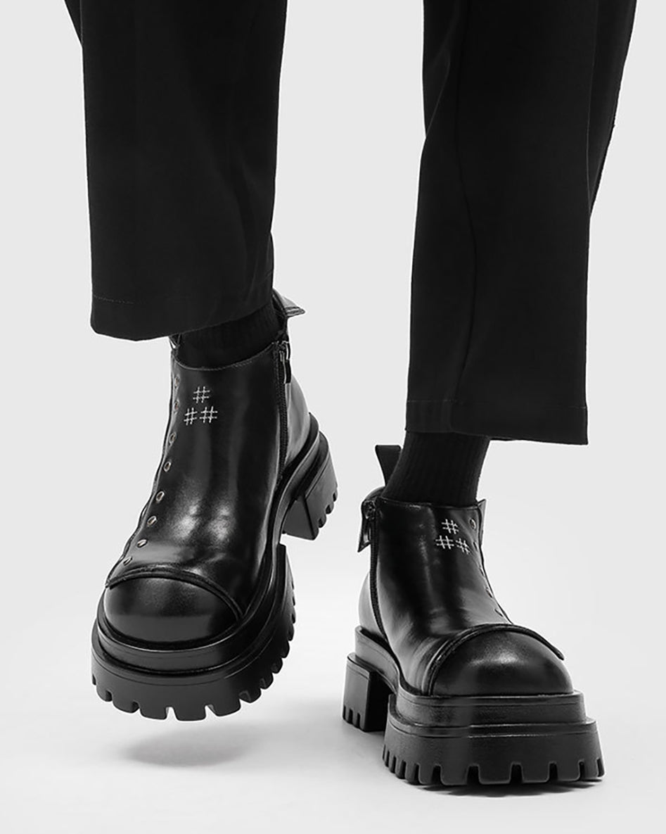 Retro Street Chunky Sole Ankle Boots