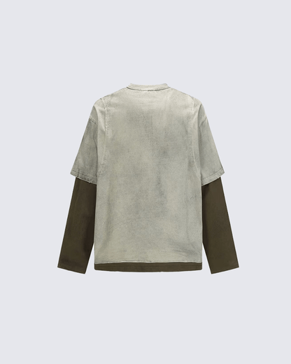 Layered Look Washed Long Sleeve Tee
