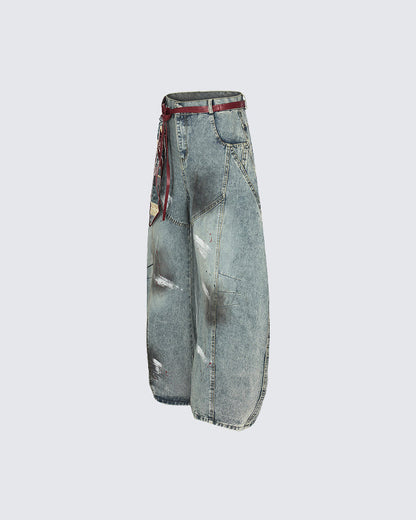 High Street Tie-Dye Washed Denim Pants