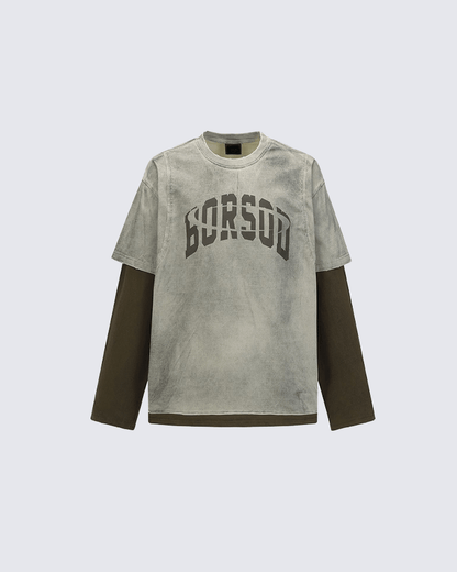 Layered Look Washed Long Sleeve Tee