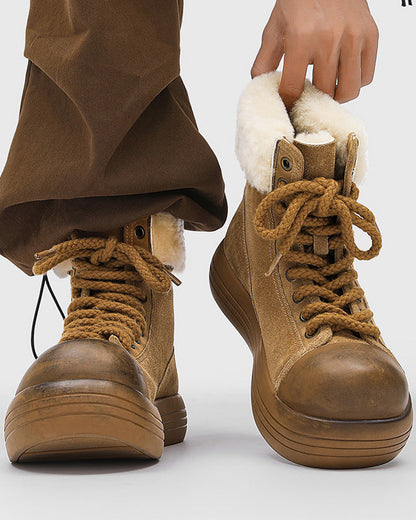 Thick-Soled Plush-Lined Couple Short Boots