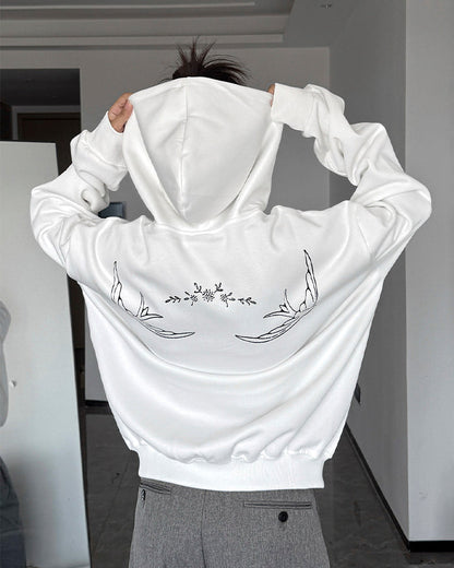 Design Niche Printed Zip-Up Hoodie