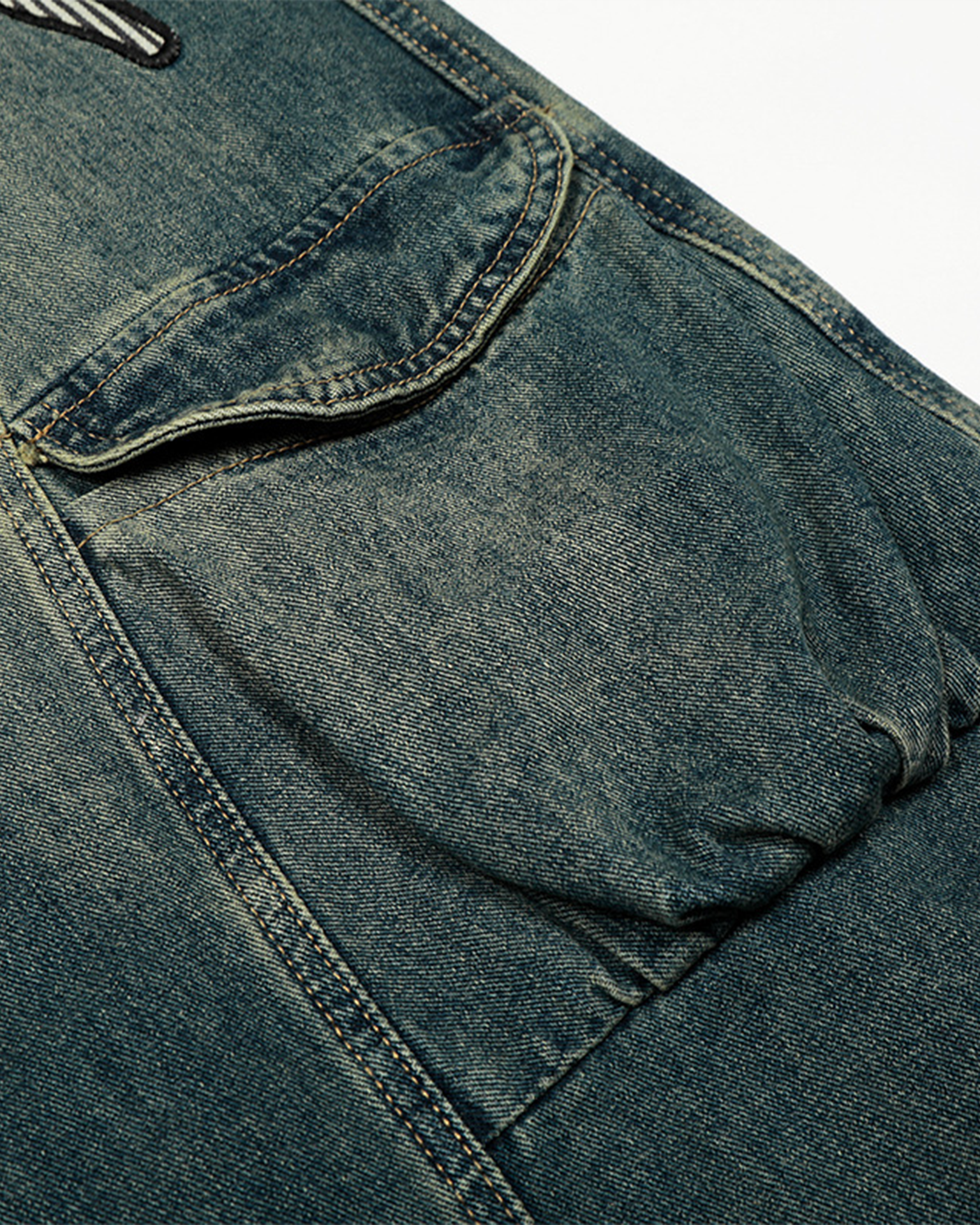 Embroidered Star Denim Cargo Pants