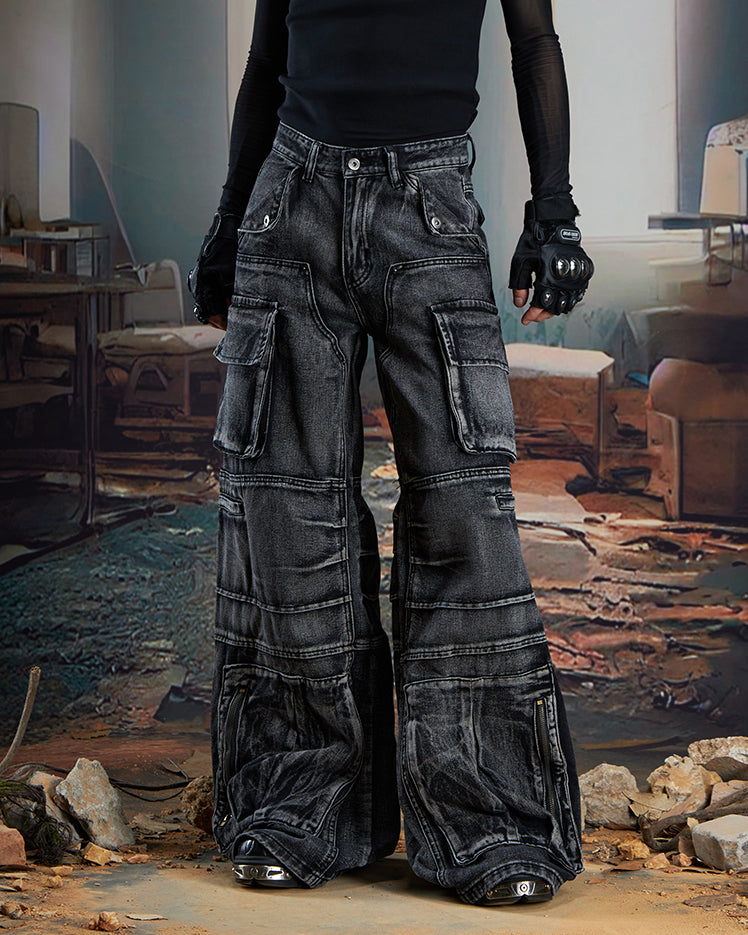 Vintage Deconstructed Patchwork Distressed Denim Jeans