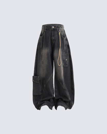 Vintage Casual Denim with Utility Pockets