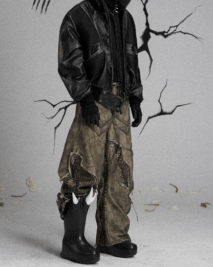 Tactical Textured Wide-Leg Cargo Pants