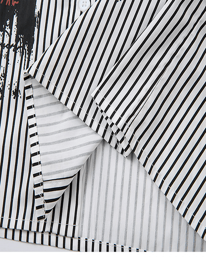 Gothic Graffiti Stripe Layered Shirt