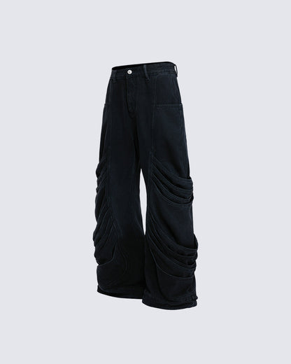 Deconstructed Washed Denim Pants