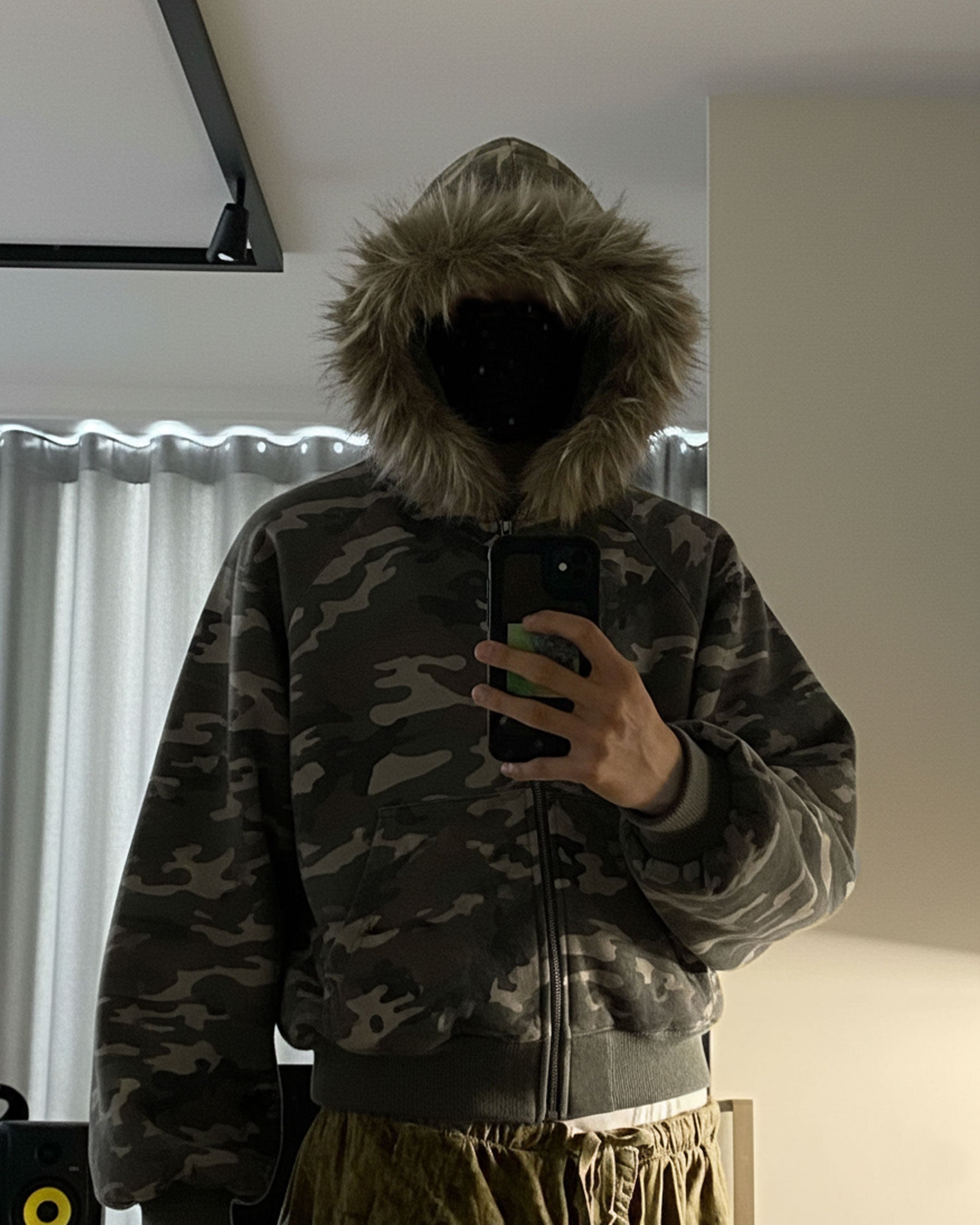 Camouflage  Fur Collar Cotton Jacket