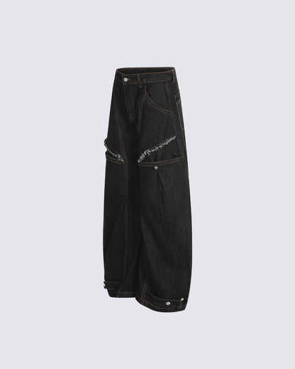 Contrast Stitch Distressed Denim Pants