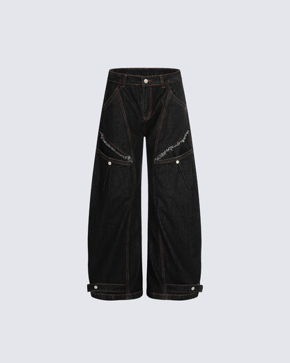 Contrast Stitch Distressed Denim Pants