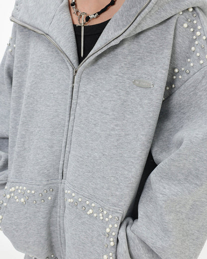 New Year New Studded Zip Hoodie