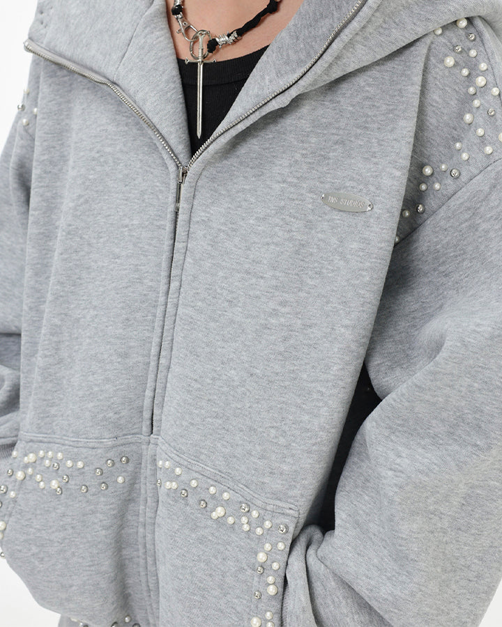 New Year New Studded Zip Hoodie