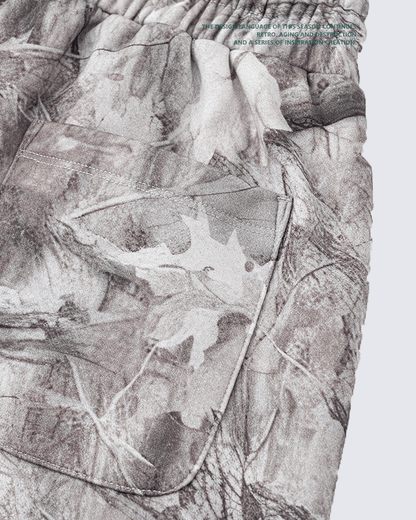 Fleece-Lined Camouflage Print Straight-Leg Pants