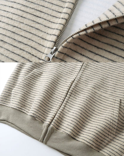 American High-Street Striped Hooded Sweatshirt
