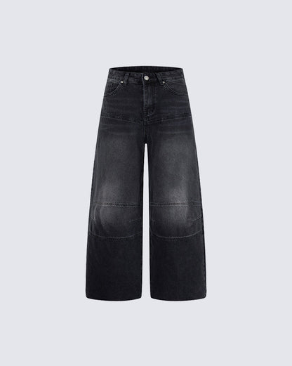 Deconstructed Patchwork Raw-Edge Wide-Leg Pants
