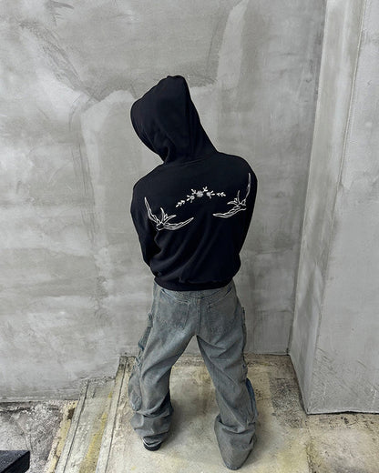 Design Niche Printed Zip-Up Hoodie