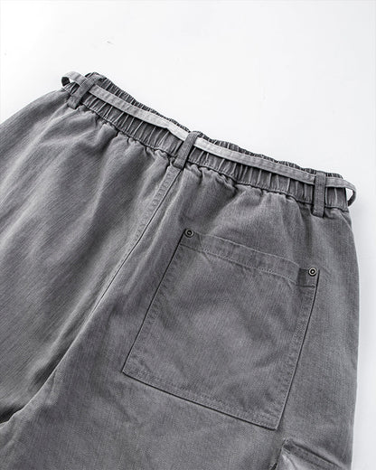 Washed Grey Multi-Pocket Cargo Pants