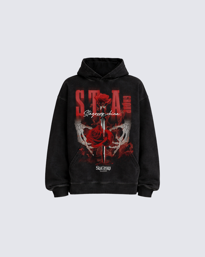 Rose Skull Graphic Hoodie