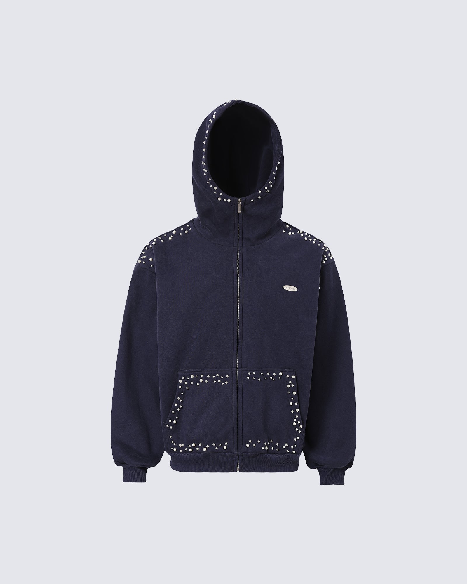 New Year New Studded Zip Hoodie