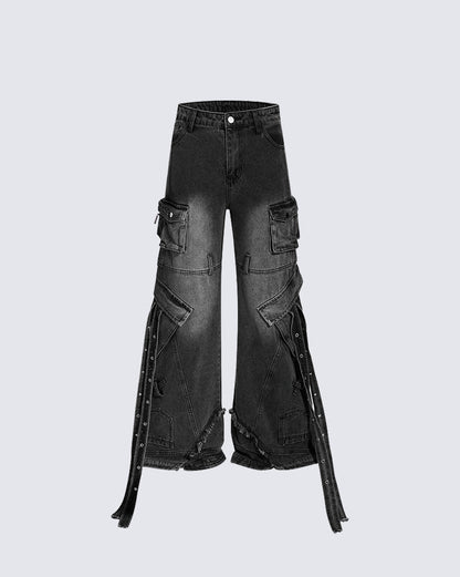 High Street Heavy Multi-Pocket Cargo Denim Pants
