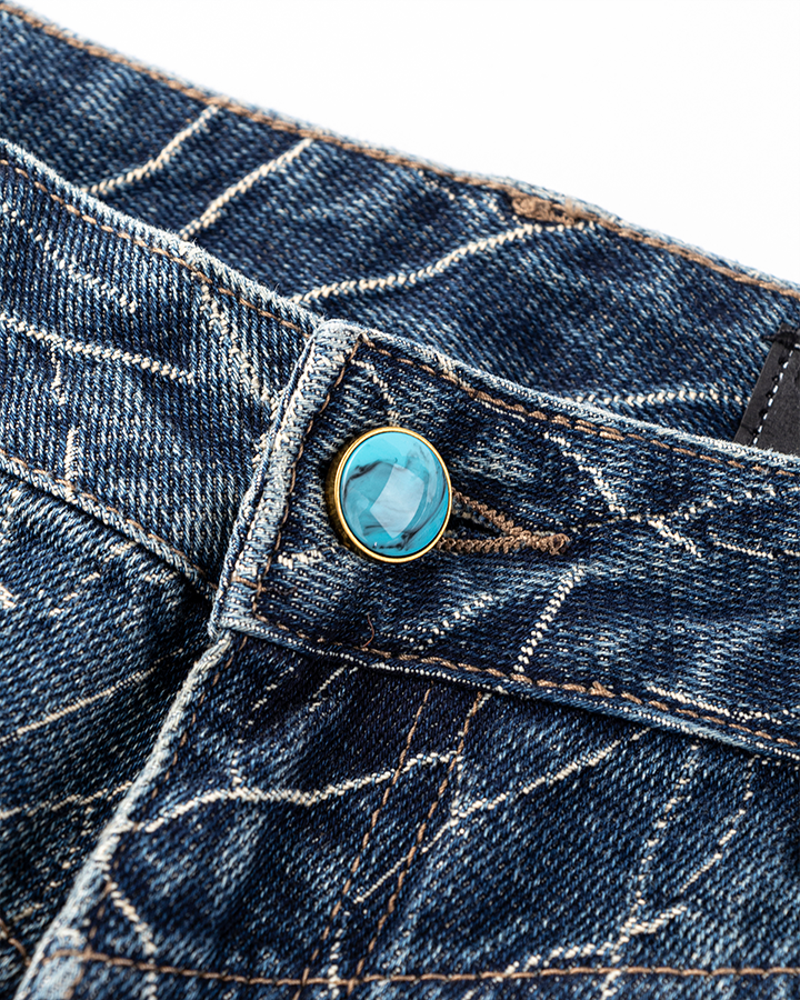 Cracked Wash Wide-Leg Jeans