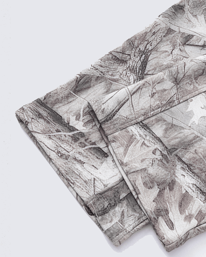 Fleece-Lined Camouflage Print Straight-Leg Pants