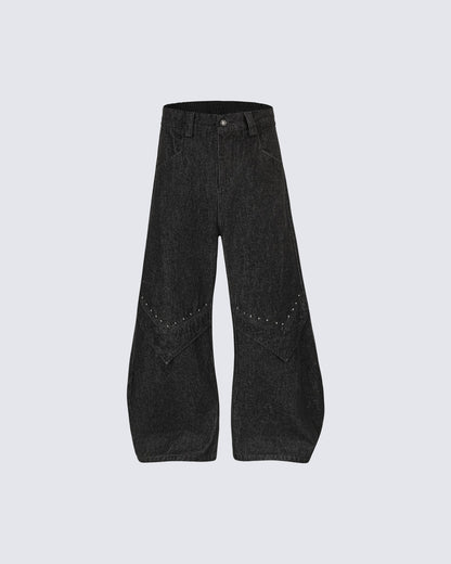 Vintage Casual Denim with Studded Details