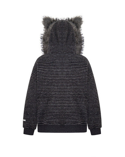 Autumn/Winter Striped Furry-Ear Hoodie