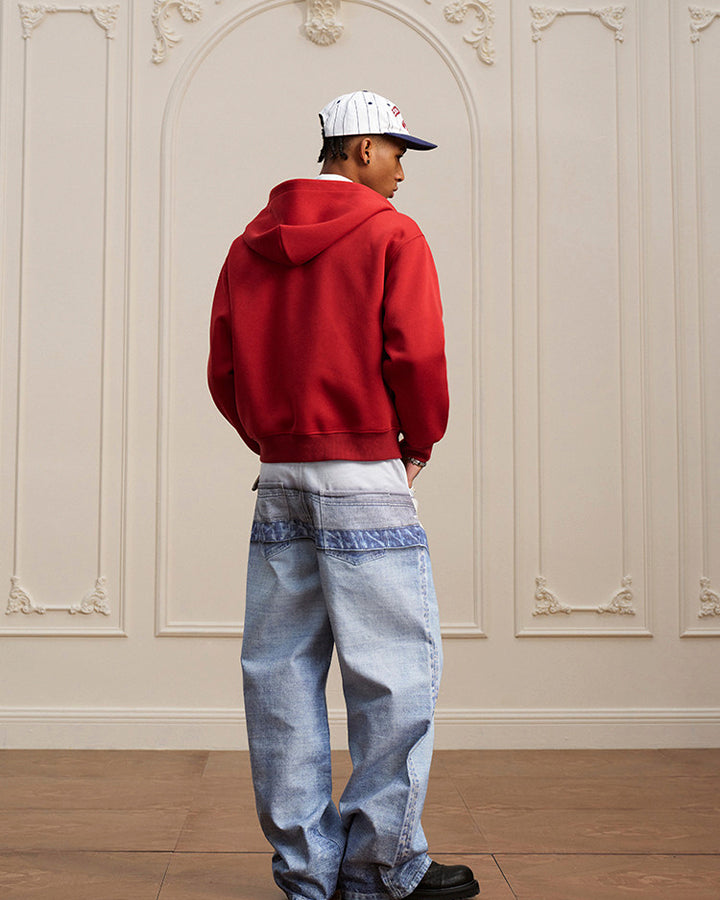 Firework Pearl Embroidery Zip-Up Hoodie