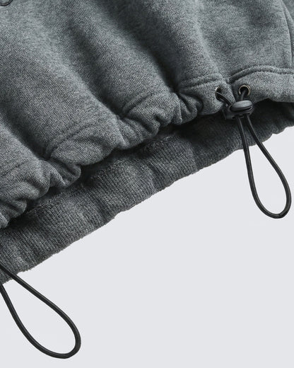 LOW SATURATION-Spring New Drawstring Cropped Hoodie