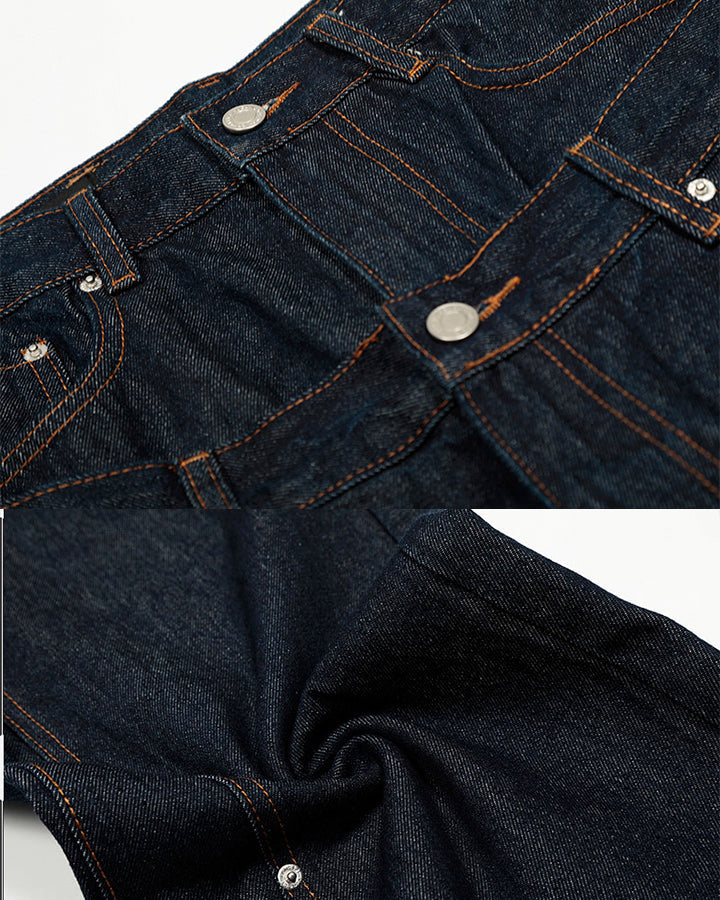 Layered Waist Rivet Denim Pants