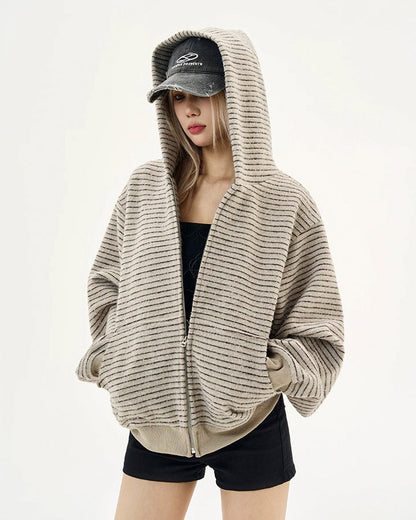 American High-Street Striped Hooded Sweatshirt