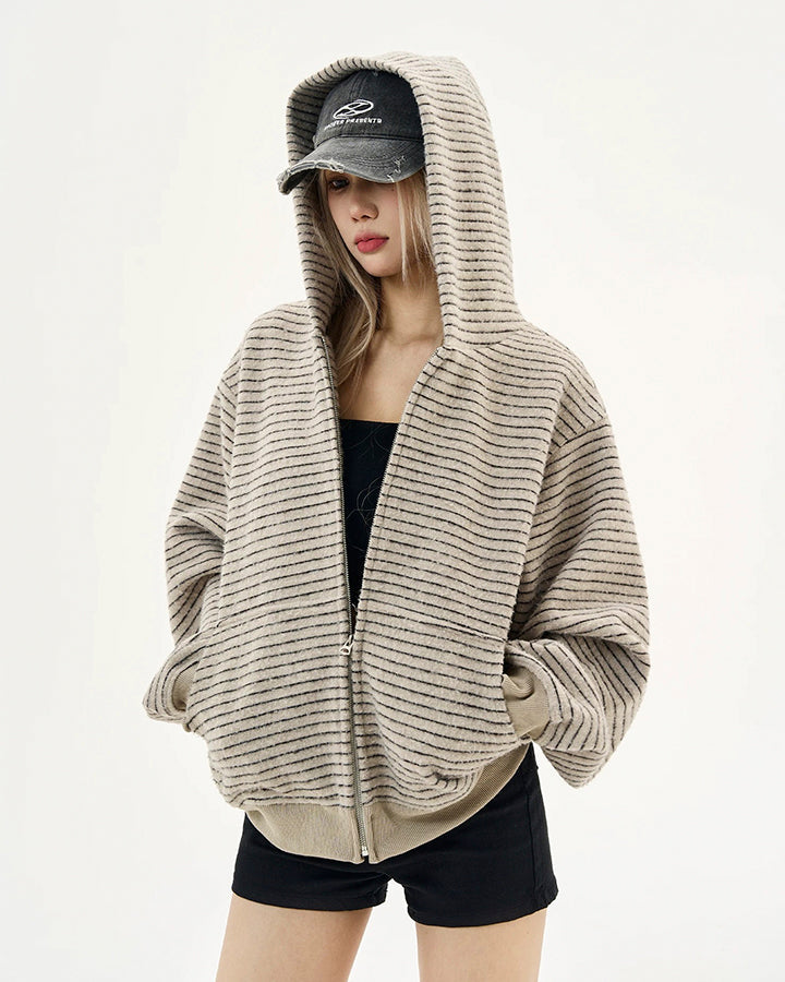 American High-Street Striped Hooded Sweatshirt