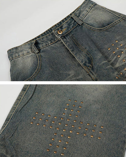 American Rivet Deconstructed Washed Jeans