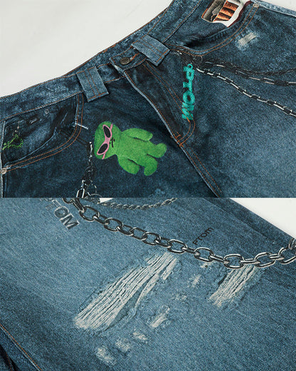 Spring New Street Style Wide Leg Denim Pants