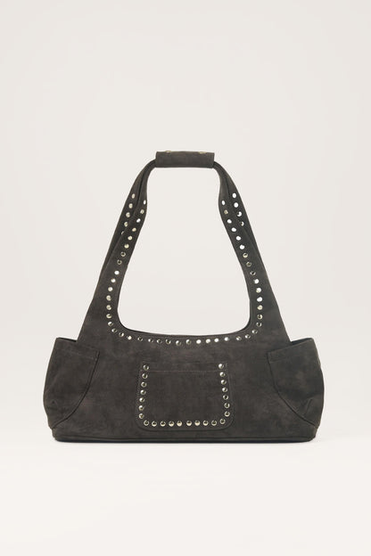 Martha Faux Suede Carryall in Dark Grey