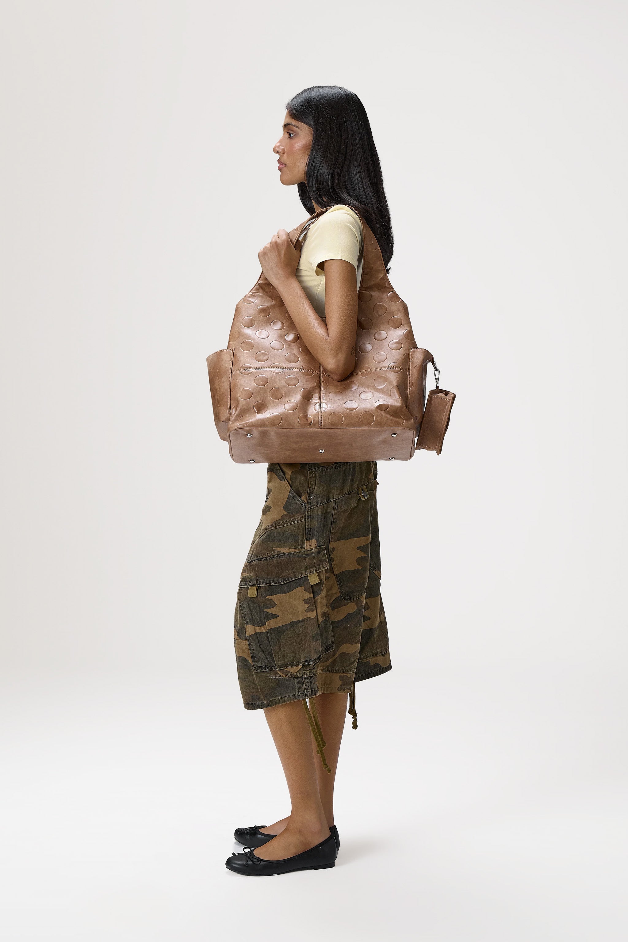 Otis Polka Embossed Tote in Classic Tan