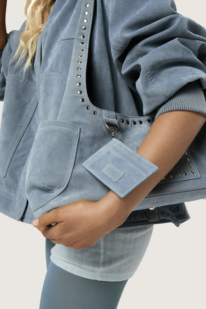 Martha Faux Suede Cardholder in Blue