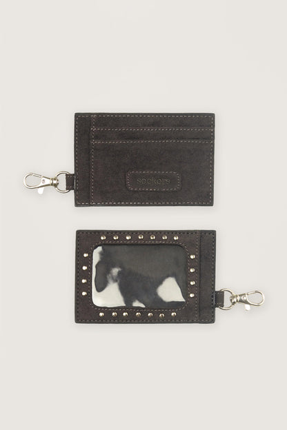 Martha Faux Suede Cardholder in Dark Grey