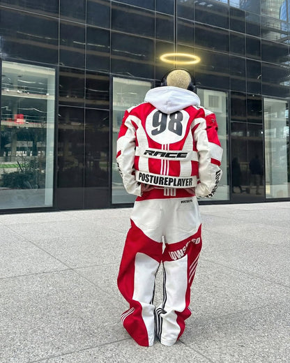 KIIKIO Racing Style Graphic Oversized Pants
